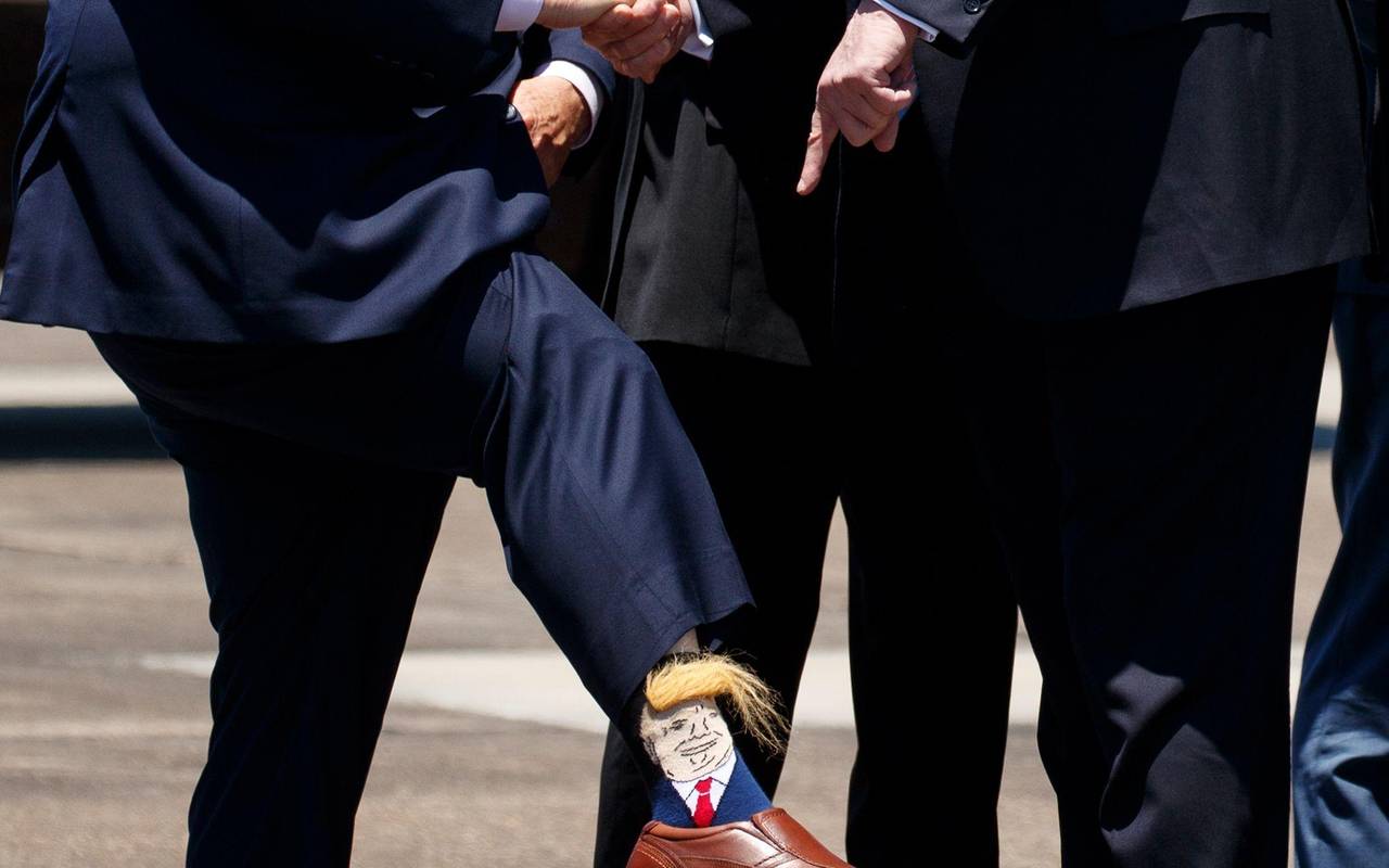 Socken mit dem Bildnis von US-Präsident Donald Trump