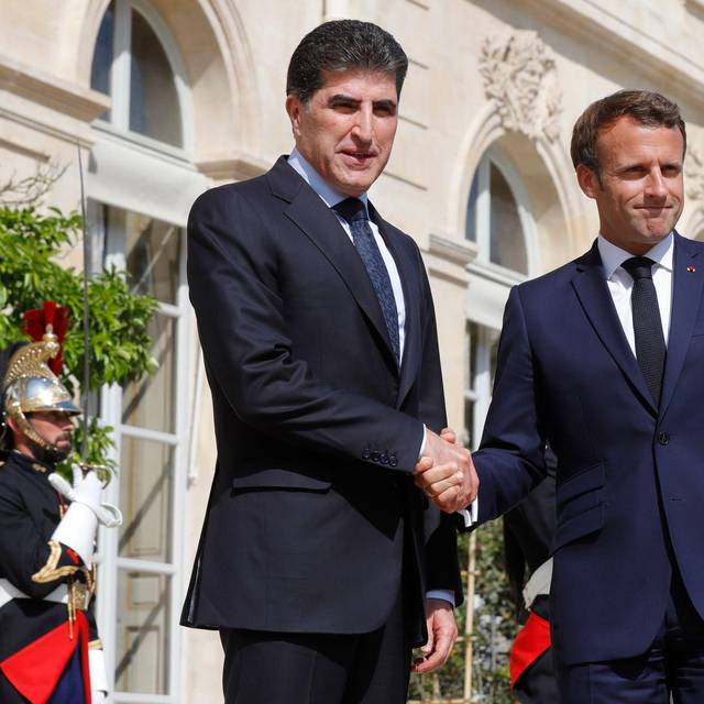 Kurdenpräsident Barsani mit Emmanuel Macron