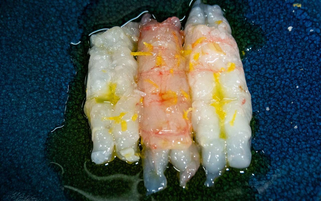 Scampi-Fleisch mit Olivenöl