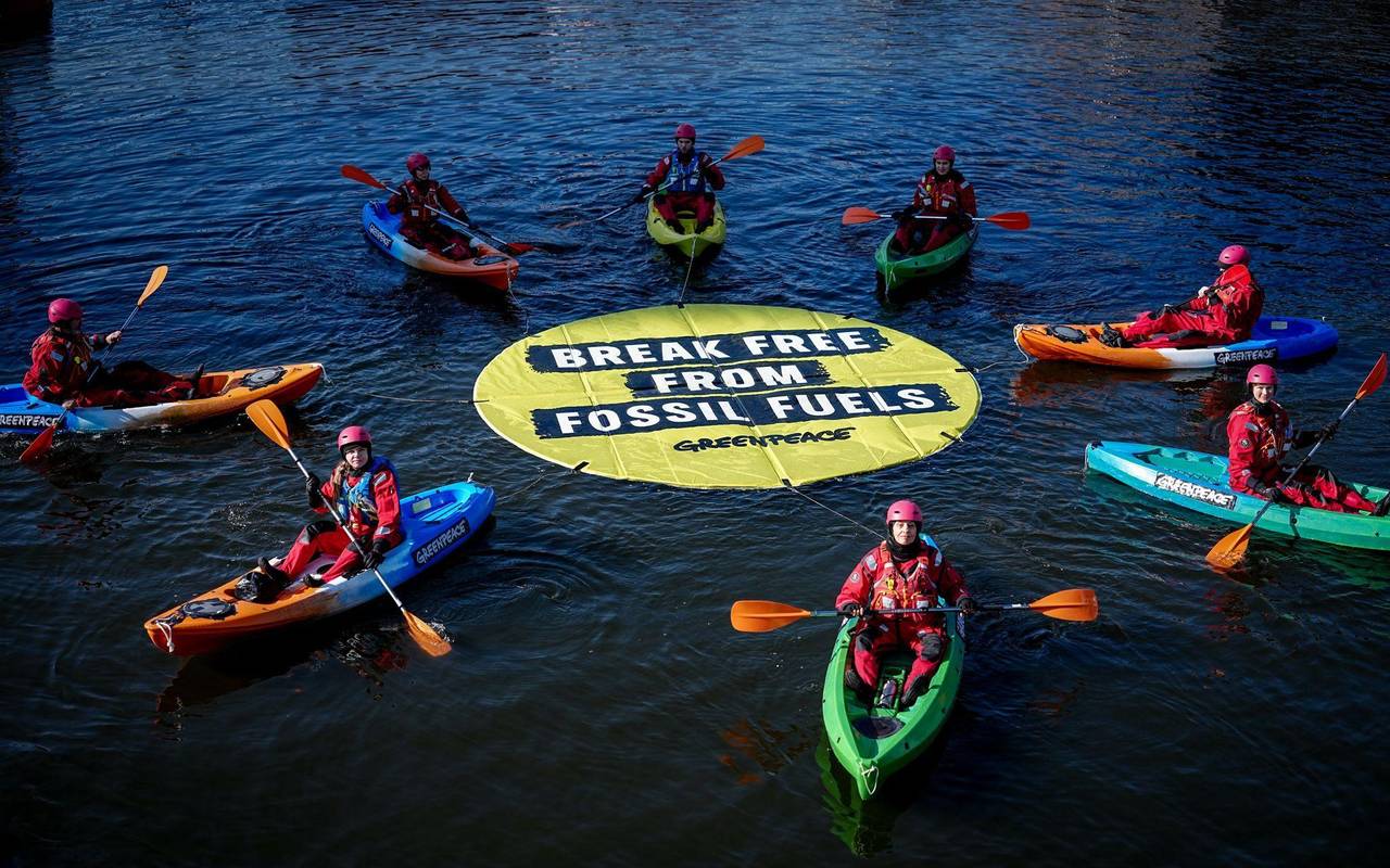 17. Petersberger Klimadialog - Protest von Greenpeace