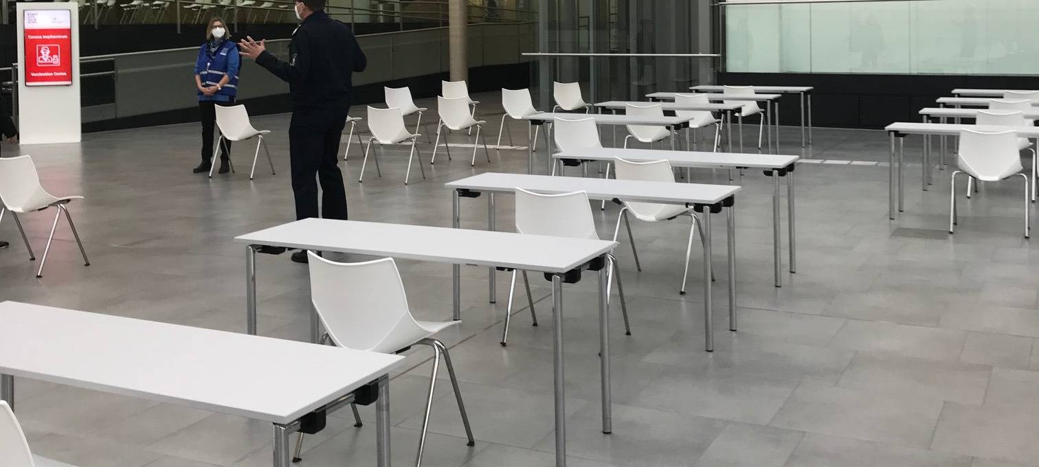 Corona-Impfzentrum in Bonn probt Abläufe
