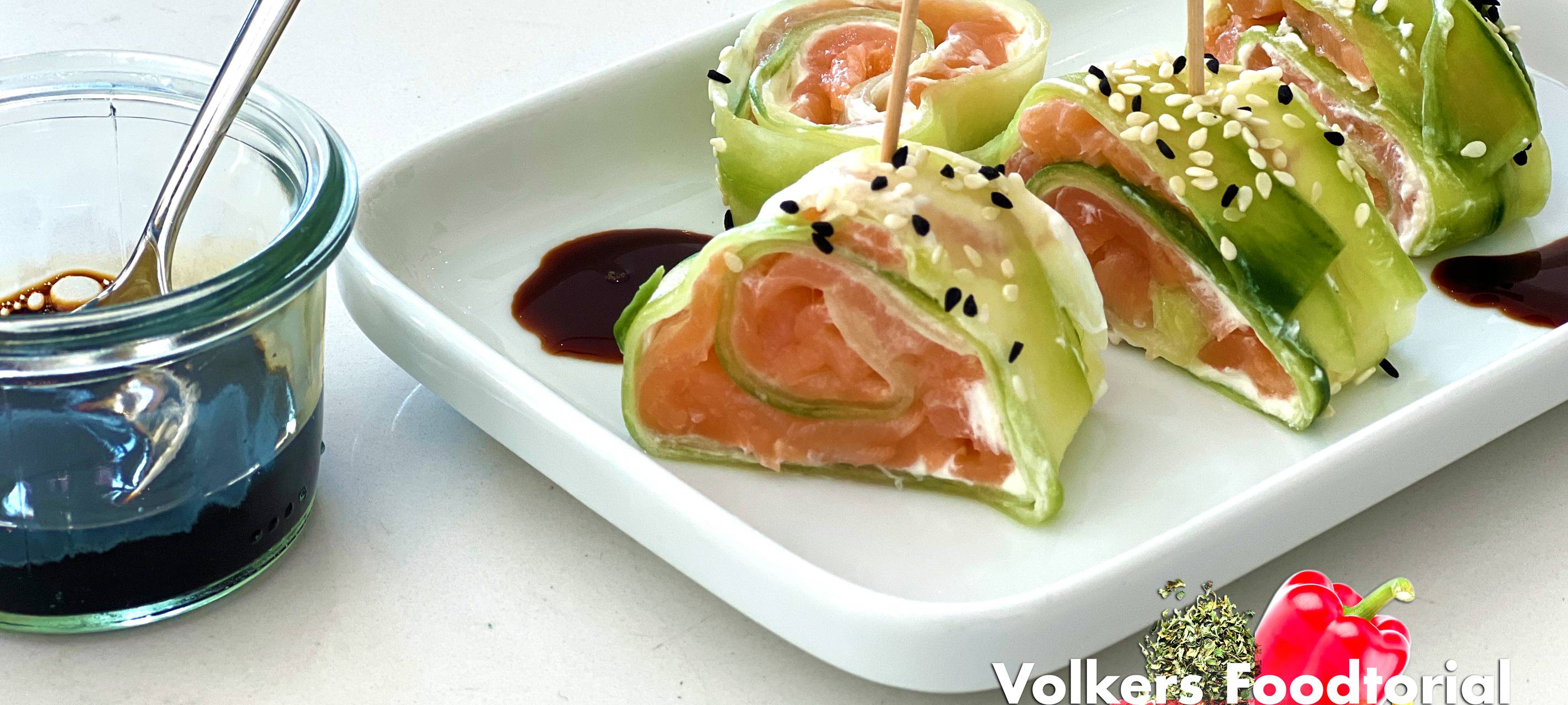 Volkers Foodtorial - Gurken-Sushi mit Lachs