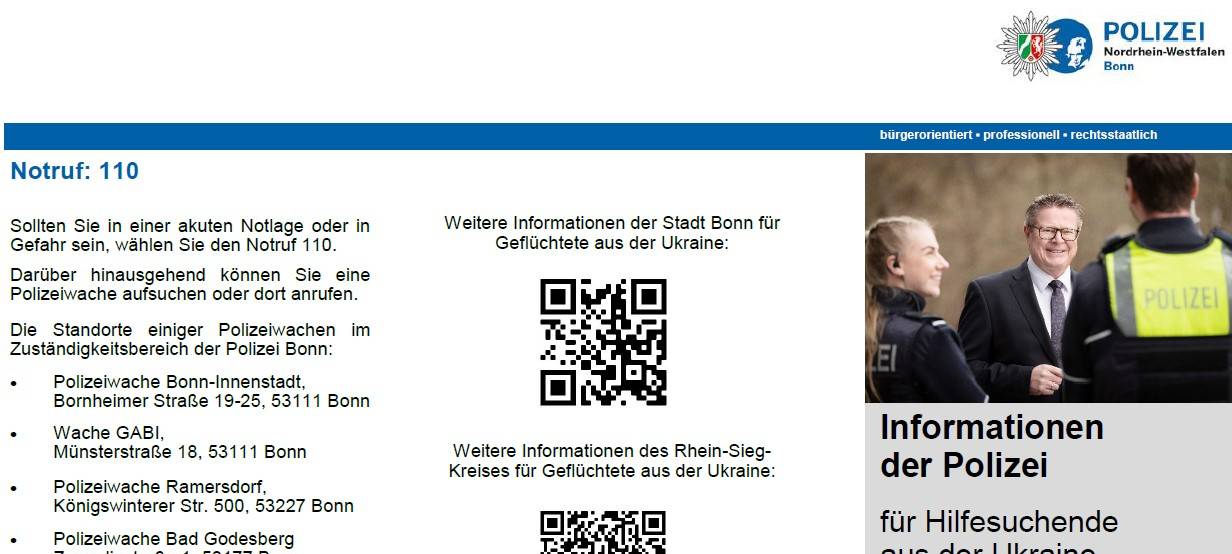 Flyer sollen Ukrainern bei der Orientierung in Bonn helfen
