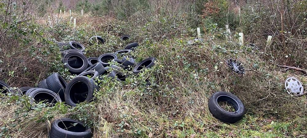 Illegale Mülldeponie in Siegburg: Unbekannte laden Altreifen im Wald ab