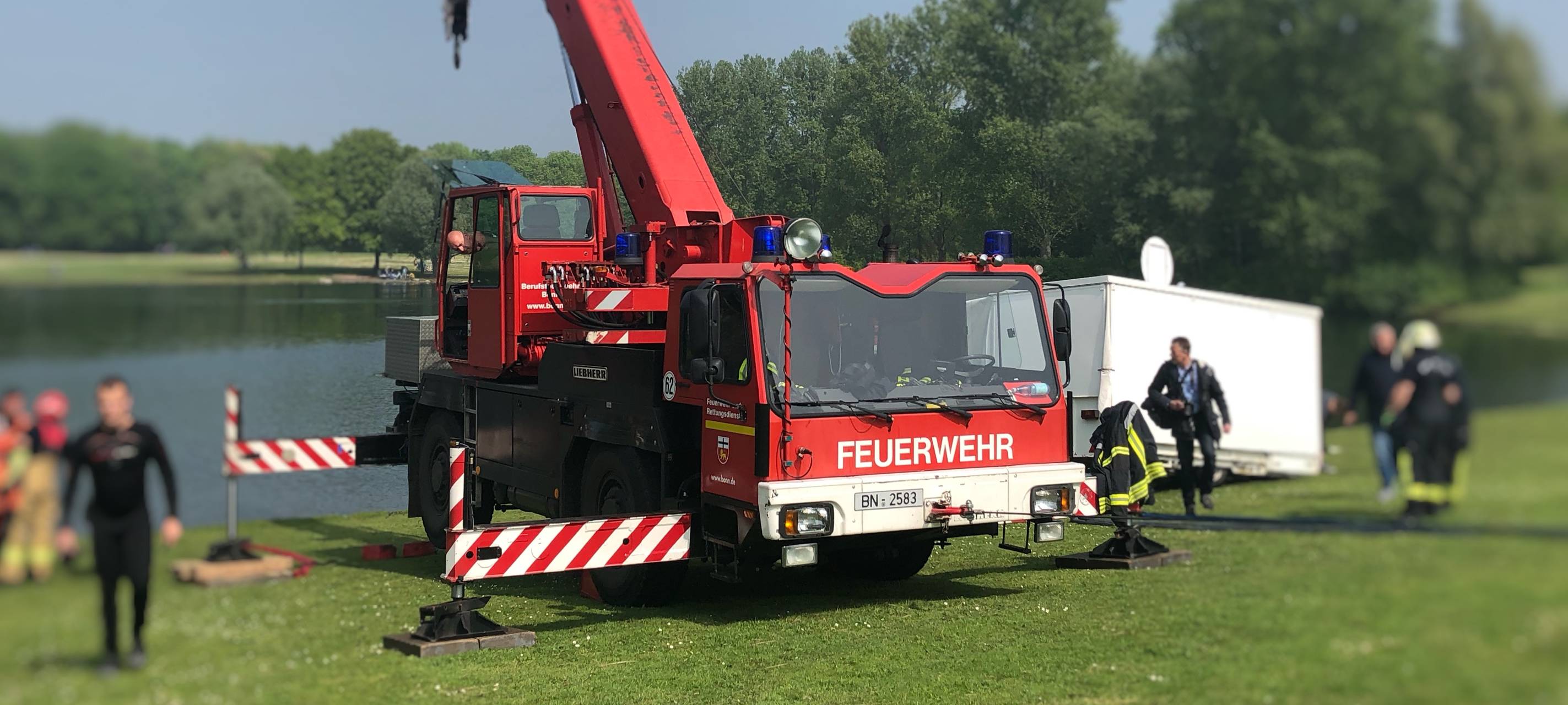 Bierwagen in See geschoben