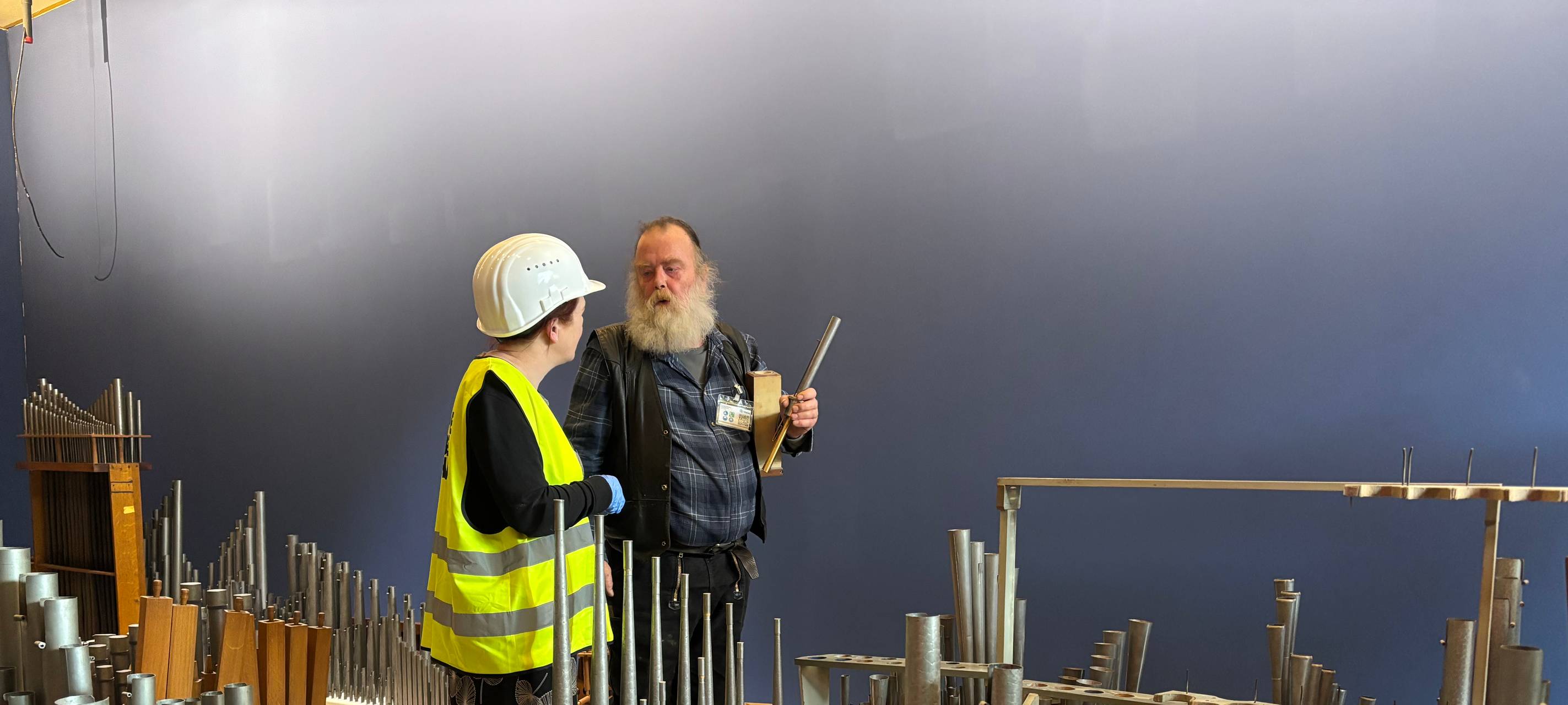 Die Orgel in der Bonner Beethovenhalle wird gewartet
