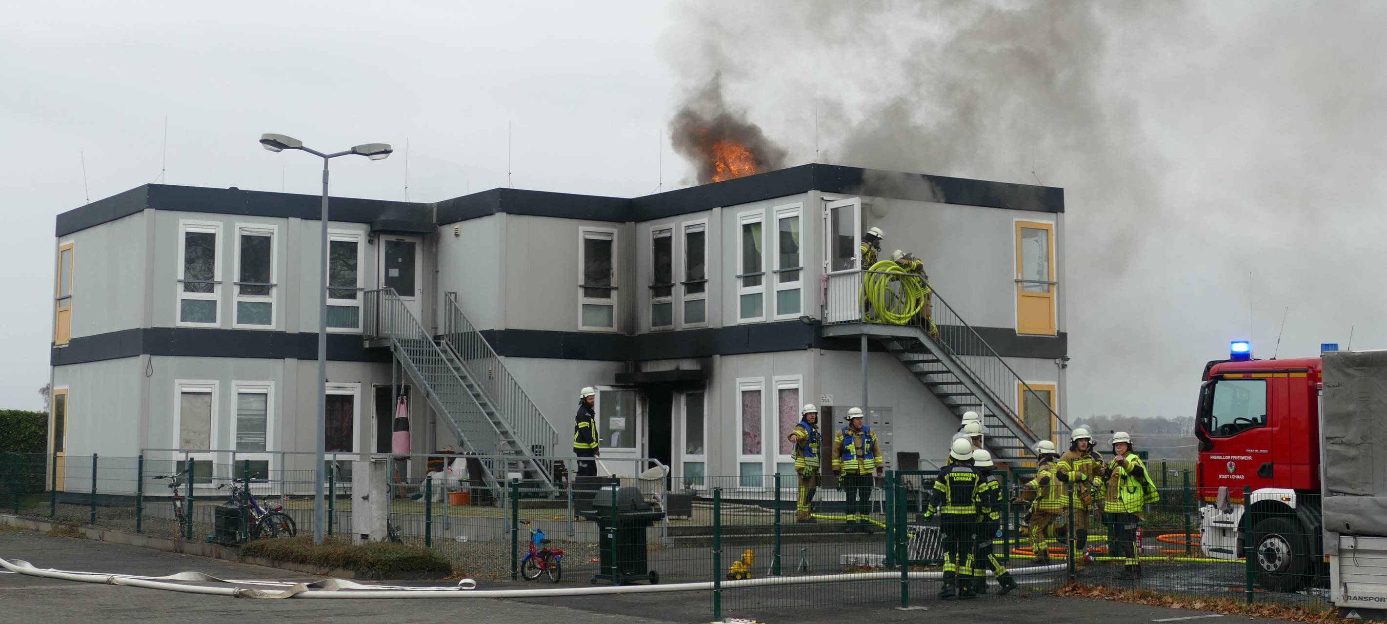 Feuer in Flüchtlingsunterkunft in Lohmar