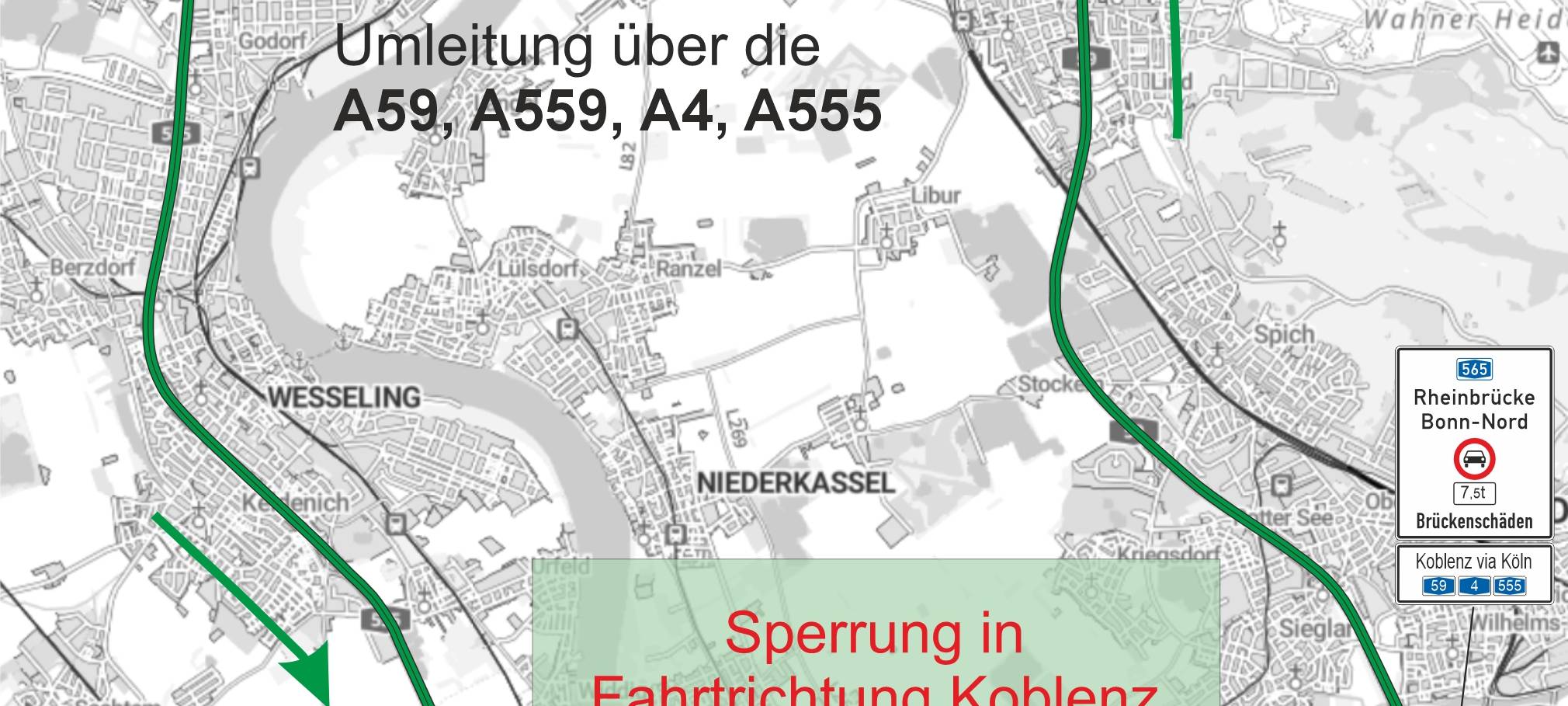 Bonner Nordbrücke: Das sind die Lkw-Umleitungen