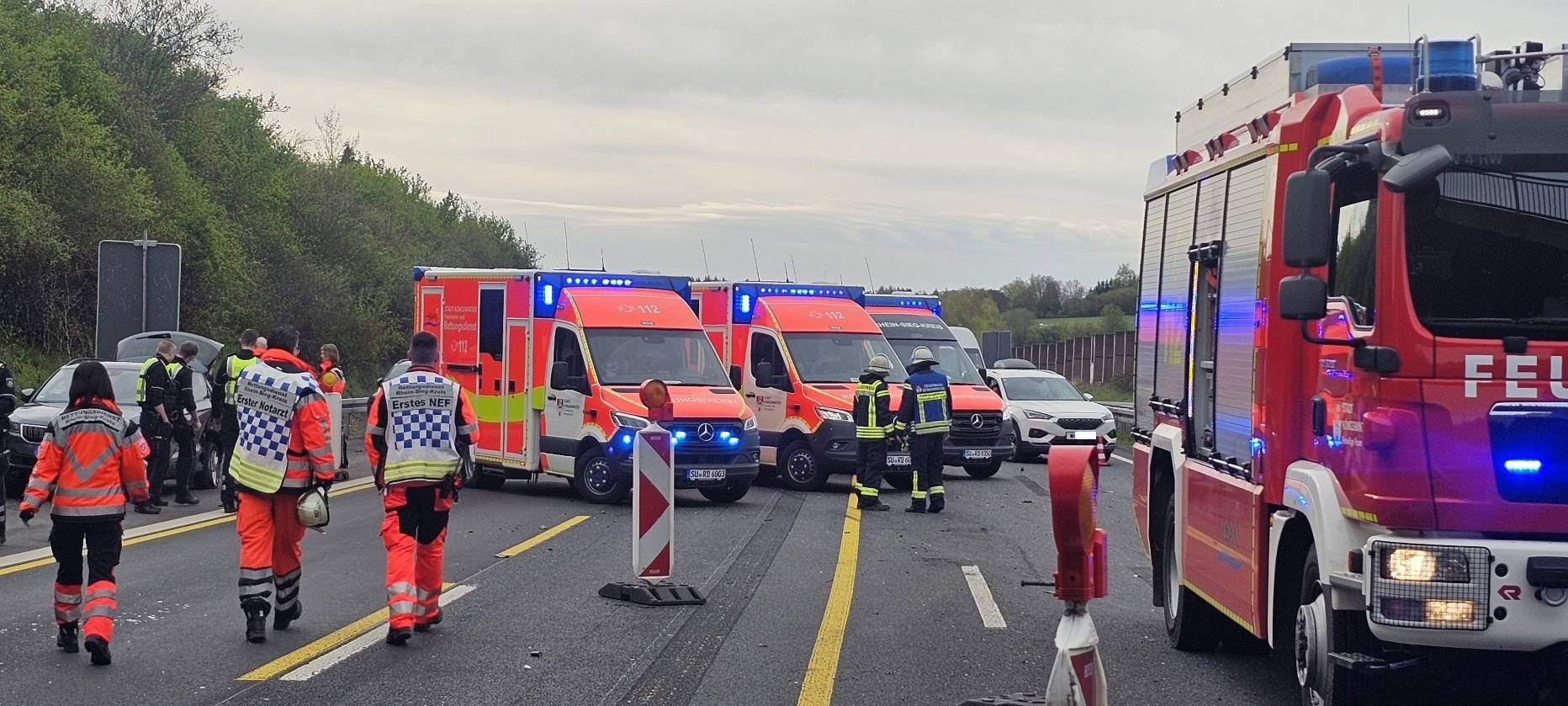 Viele Unfälle auf A3 bei Königswinter