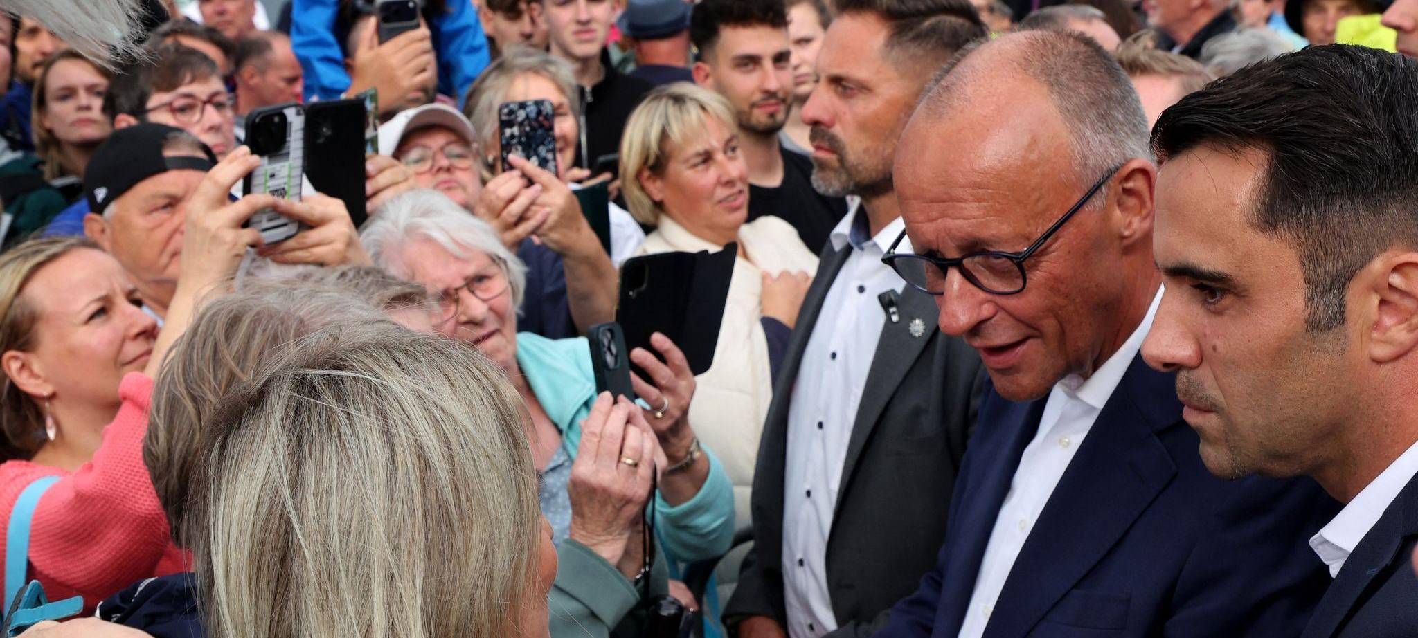 Wahlen Mecklenburg-Vorpommern - Merz bei Wahlkampfauftritt