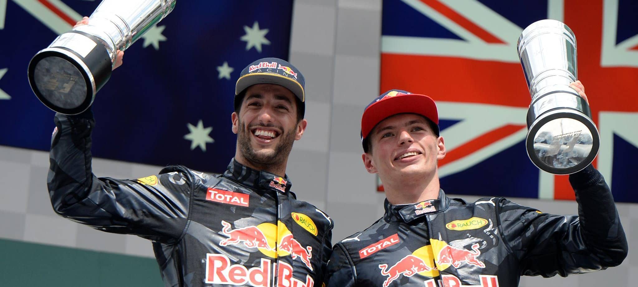 Max Verstappen und Daniel Ricciardo (l)