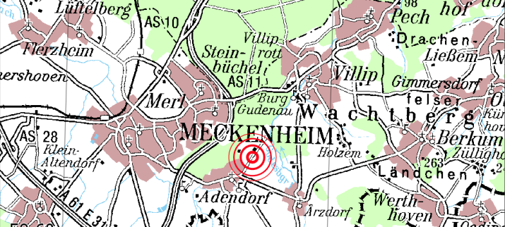 Die Erde bebte heute zwischen Meckenheim und Wachtberg