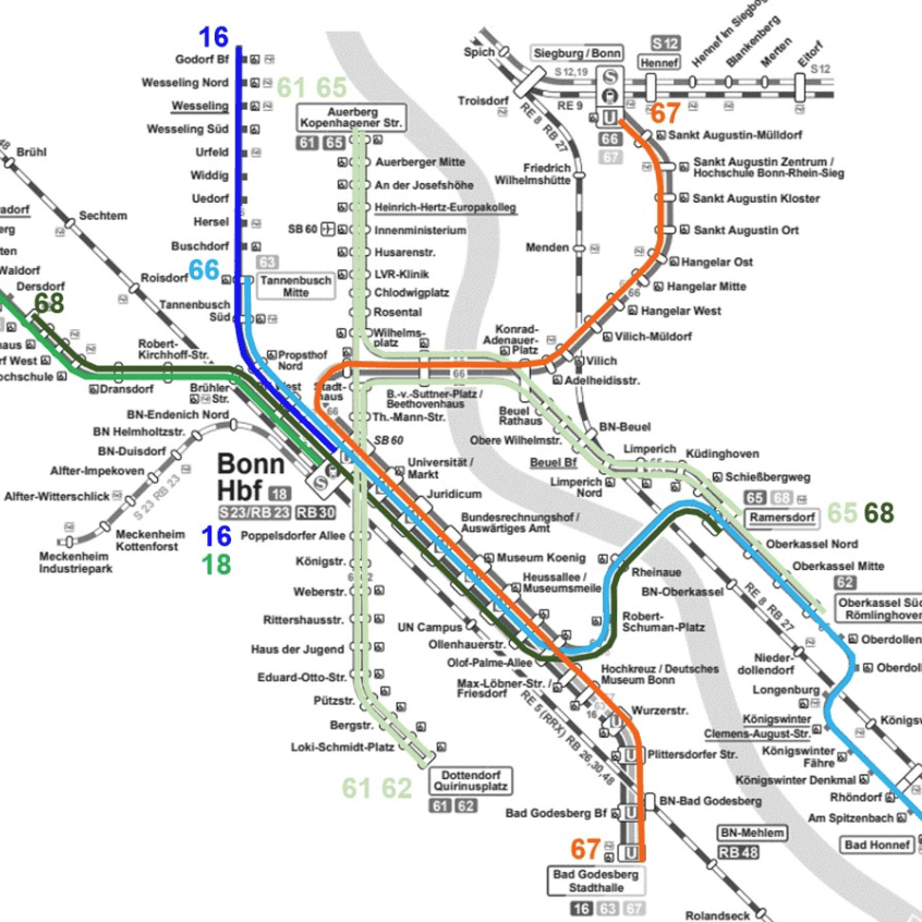 Bonn Train Map Bonn/Rhein-Sieg: Stadtbahnkonzept 2027 - Radio Bonn / Rhein-Sieg